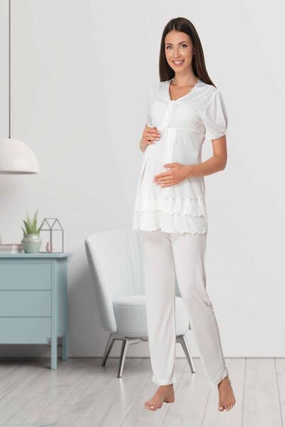 Effortt Σετ Πιτζάμες εγκυμοσύνης Mayss Collections 8022 Ecru Color