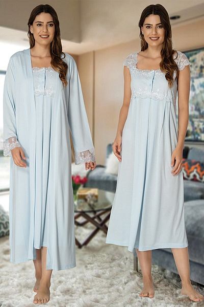 Effort Pijama Zerre Baby Blue Νυχτικό Μητρότητας Κοστούμι Πρωινό 2302