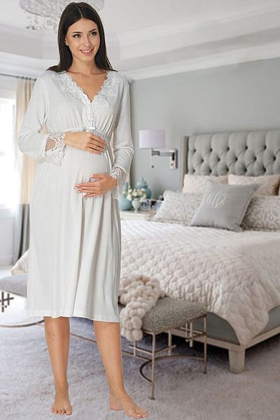 Effortt Mayss Collections 8093 - قميص نوم للحوامل من الدانتيل إكرو