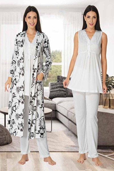 Effortt Mayss Collections 8034 Ecru Color Maternity Pajamas Set with Dressing...