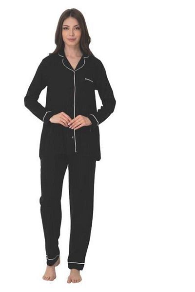 Effortt 8097 Set de pijamale pentru femei cu mâneci lungi, cu nasturi în față