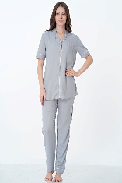 ByLohusa Effortt sivi Na dugmad sprijeda set pidžama