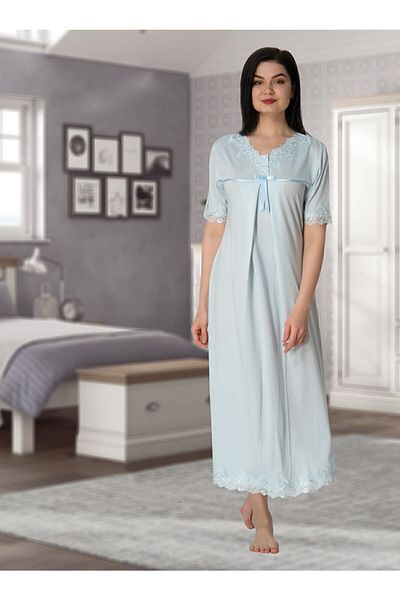 Effortt Set cămașă de noapte pentru maternitate din dantelă albastră Mayss Collections 5033