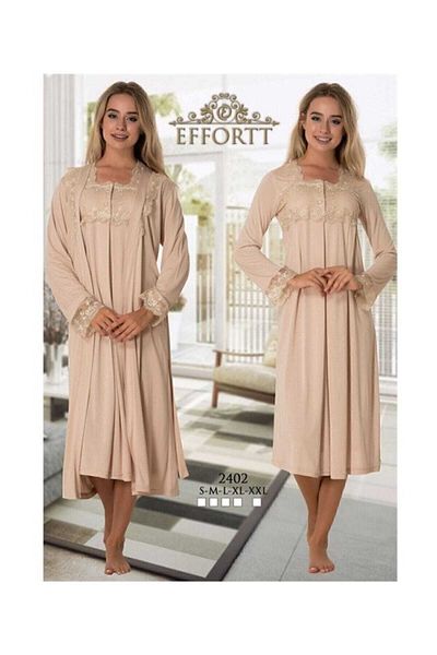 Effort Pijama Μακρυμάνικο νυχτικό εγκυμοσύνης προσπάθειας εγκυμοσύνης Μπεζ