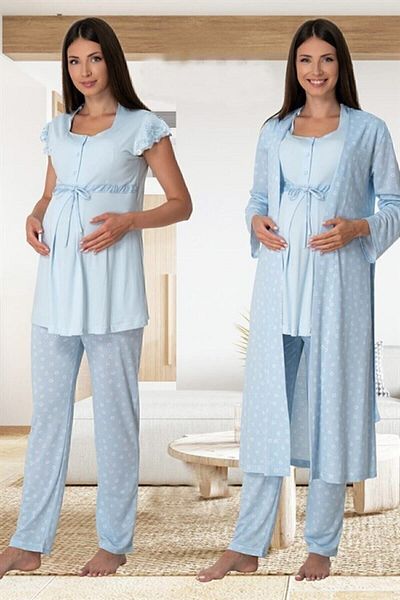 Effort Pijama Set de pijamale Freya Effort Maternity Maternity cu model albastru cu halat