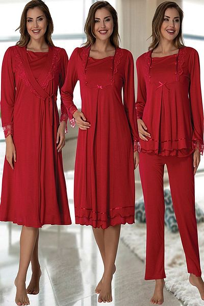 Effort Pijama مجموعة الحوامل Zerre Bebe 2020 باللون الفوشيا مع ميزات سهلة الرضاعة الطبيعية