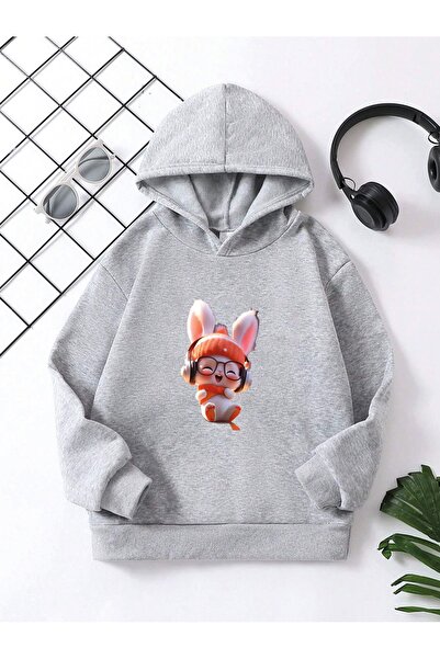 YUNAYT Παιδική μπλούζα με κουκούλα με στάμπα