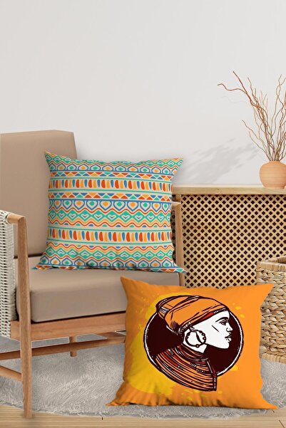 Belle Benoit Set of 4 Double-Sided Digital Printed Tribal Pattern Pillow Cases Throw Pillow Case Set – Zippered 43X43