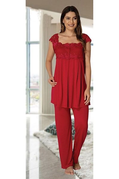 Effort Pijama Set pijamale de maternitate Effortt Red cu halat 2301