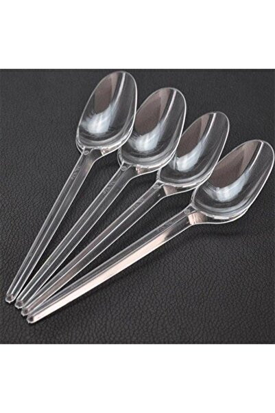 Genel Markalar Lüks Şeffaf Plastik Kaşık  100 Adet