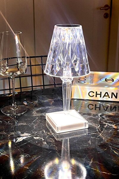 HANGAST Hl-005 Kristal Şarjlı Abajur Masa Lambası Ledli Akrilik 3renk 5v