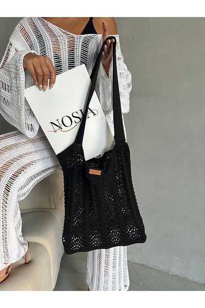 Nosia Πλεκτή τσάντα παραλίας με μοτίβο κυμάτων - Ειδικό σχέδιο