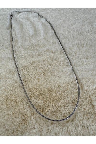 stainless steell قلادة سلسلة فضية اللون من الفولاذ