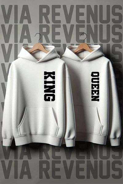 Vordevia Her King His Queen Printed Oversize Lover Combination Sweatshirt