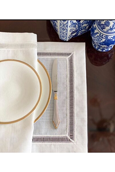 LİNDA MİA Kolberli Beyaz Keten Kumaş Tekli