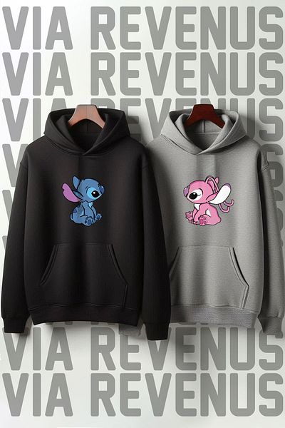 Vordevia Lilo and Stitch Patterned Oversize Lover Sweatshirt