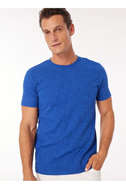 Fabrika Bisiklet Yaka Jakarlı Saks Erkek T-Shirt F4SM-TST 0945