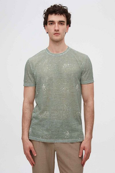 Twn Πράσινο ριγέ μπλουζάκι Slim Fit