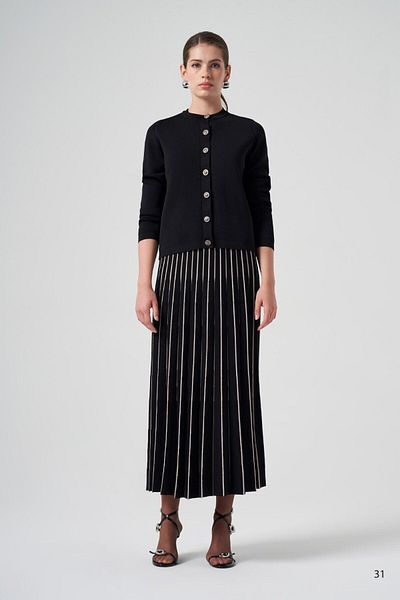 Nuss Thin Striped Short Cardigan - Mercerized Suit Set