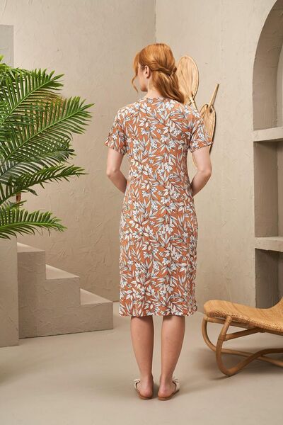 PJS 25181 Жіноча сукня з V-подібним вирізом, мереживом та короткими рукавами