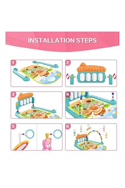 Genel Markalar Sevimli Piyanolu Sesli Işıklı Mantar Oyun Halısı eğitici oyuncak bebek minderi