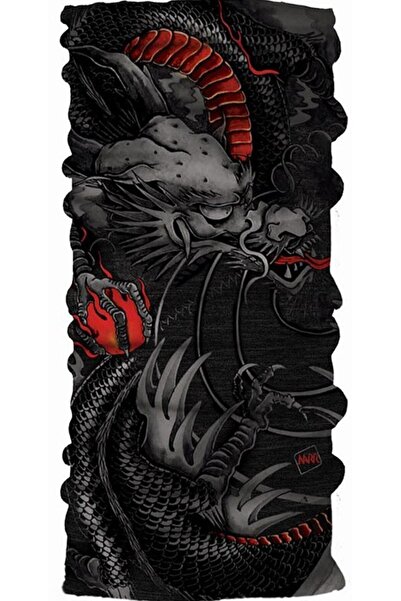 Narr Bandana multifuncțională Wyvern neagră unisex