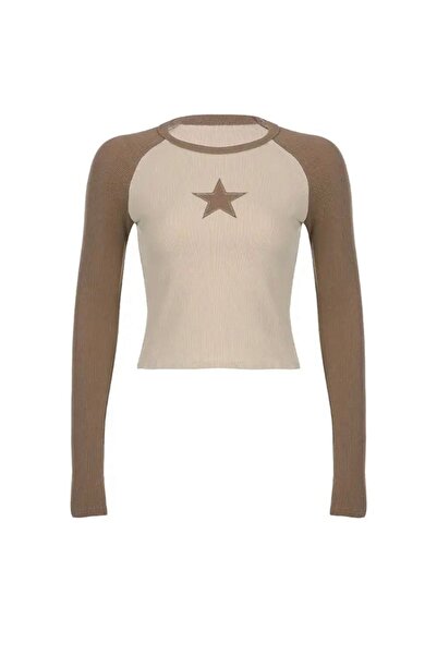 Köstebek Raglan Cut Star Patch Crop Sweatshirt