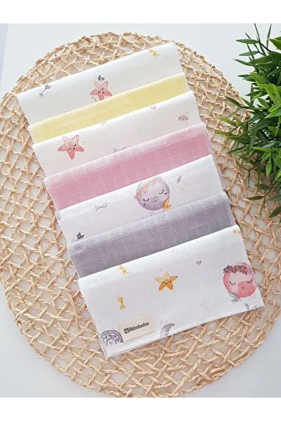 ilkimbebe Dolunay Set of 7 Single Layer Muslin Baby Mouth Wipes