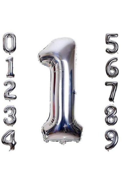 HKNYS 2 Years Old - Number-Number Foil Balloon Silver Color 40 Cm 16 Inch - Birthday - Party-Condition
