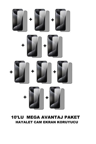 Evax (10'LU GUARD HAYALET) Iphone 15 Pro Max Uyumlu Hayalet Tam Kaplayan Guar...