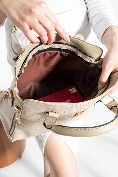 Rosmod Γυναικεία τσάντα ώμου και χεριού με φερμουάρ με μοτίβο από δέρμα βιζόν κροκό