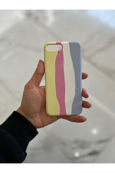 eaksesuarnet iPhone 8Plus Uyumlu Rainbow Renkli Şeritli Lansman Silikon Darbe...