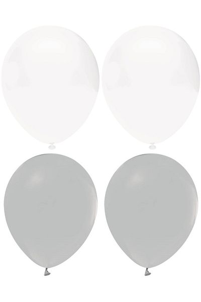 HKNYS Gray White Mixed Latex Pastel Balloon 12 Pieces