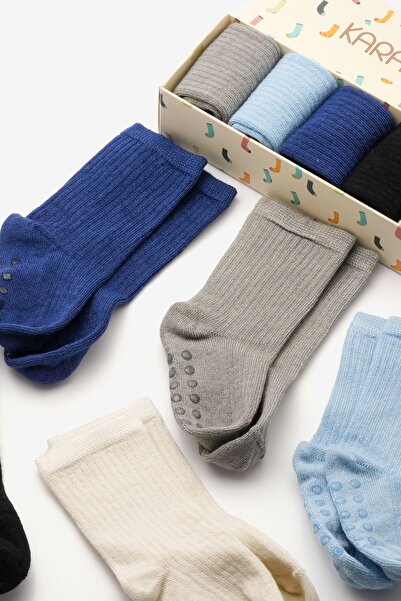 KARAMİLA Doğal Bambu Bebek Çorap Dikişsiz ( 6 Ay'dan Sonrası Kaydırmaz Silikon Taban)