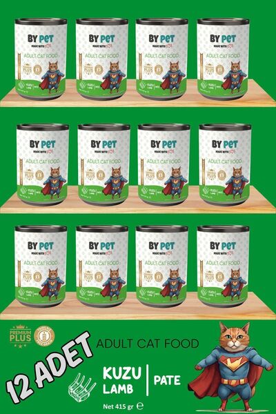 BYPET Yetişkin Kediler İçin Kuzu Etli Konserve Yaş Mama 415 gr x 12 Adet