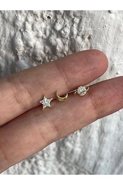 ds denizden silver Yıldızlı Mini Gümüş Küpe Seti