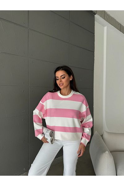 Basko fashion Hanorac cu dungi roz de damă