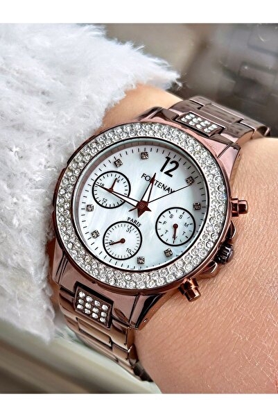 Fontenay Stoned Brown Steel Women's Wristwatch - Case Cord Fn-4005.2Kmk