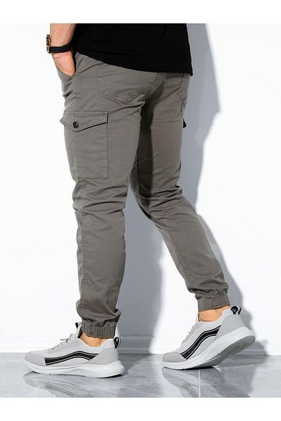 shn sportswear Lycra gray cargo pants with elastic waist and legs