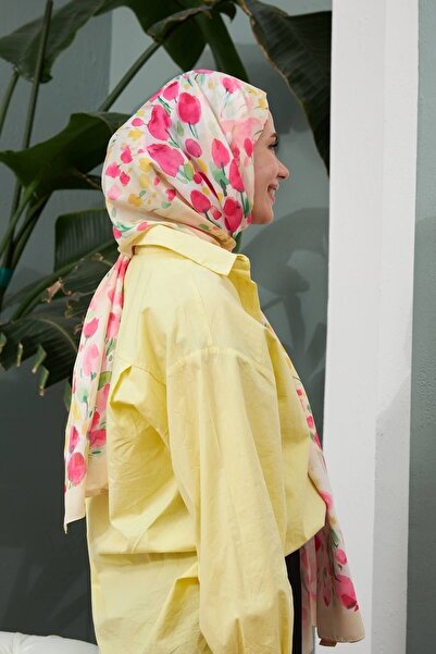 Dolfini Ipekhan Botanical Series - Ροζ βαμβακερό σάλι βισκόζης