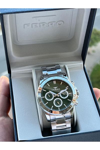 FERRO 30 Mt Waterproof Men's Wristwatch - Steel Cord, Chronograph Function Efm.11458.A6
