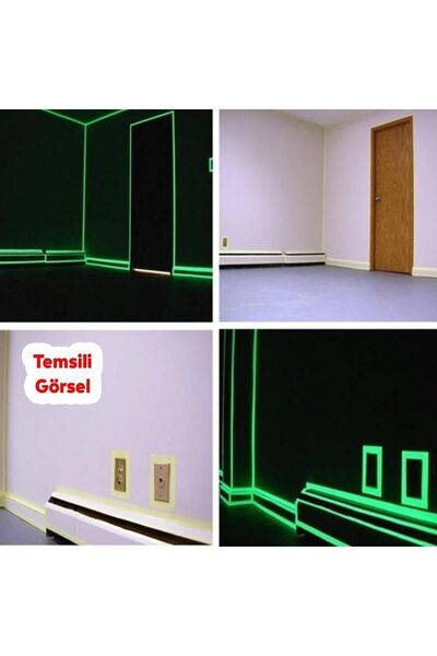 Badem10 Fotolümen Gece Parlayan En: 7.5 Cm 5 Mt Yeşil Reflektörlü Fosforlu Reflektif Şerit Bant Ikaz Bandı