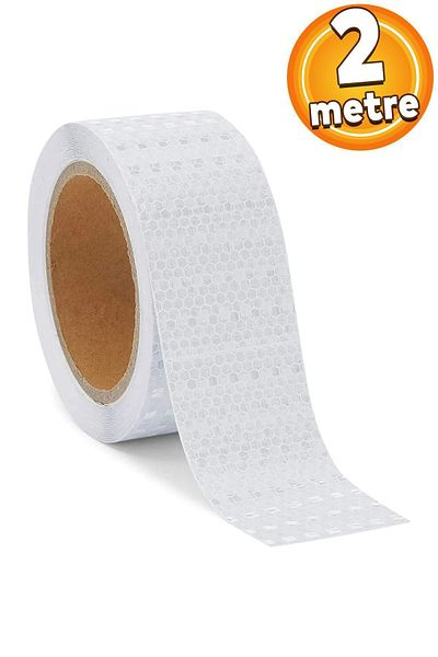 Badem10 2 Mt White Warning Tape - Reflective and Phosphorescent Vehicle, Auto, Tractor, Truck Strip Tape