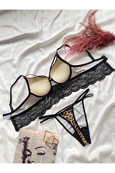 Maly Love Kadın Leopar Desenli Destekli Dolgulu Bralet Takım