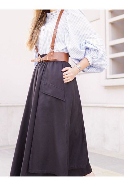 Launes Brown Cargo Skirt - Pocketed Design