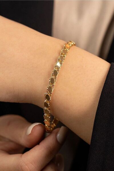 BORENO 18 Ayar Altın Kaplama Paslanmaz Çelik Arpa Kolye, Bileklik Set 45cm