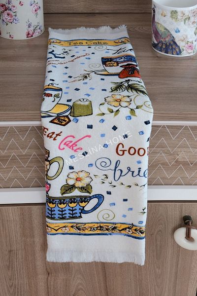 Meslina Home 40x60 Cm Prosop de bucatarie cu imprimeu cu flori si cana - Pânză de uscare, prosoape pentru mâini și față