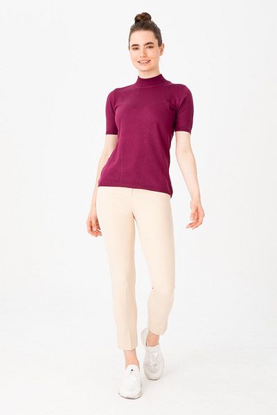 Desen Triko Γυναικεία Lycra κοντομάνικη μισή μπλούζα Fisherman Dark Plum