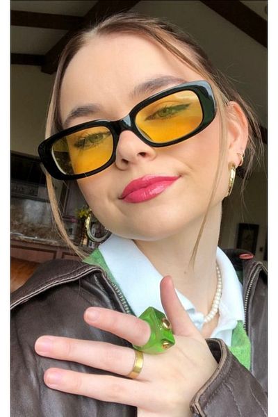 MACERATİ Unisex Yellow Black Chunky Frame Sunglasses