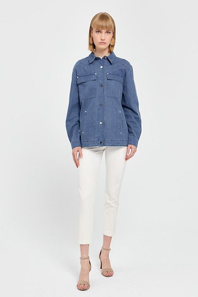Desen Triko Jachetă din denim M.Indigo - buzunare cu împânzire